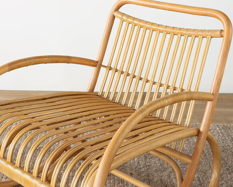 Hand Coiled Rattan Lounge Chair with Arms
