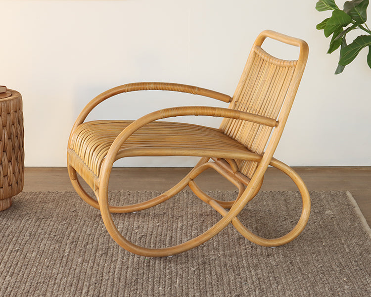 Hand Coiled Rattan Lounge Chair with Arms