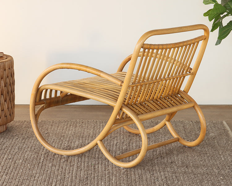 Hand Coiled Rattan Lounge Chair with Arms