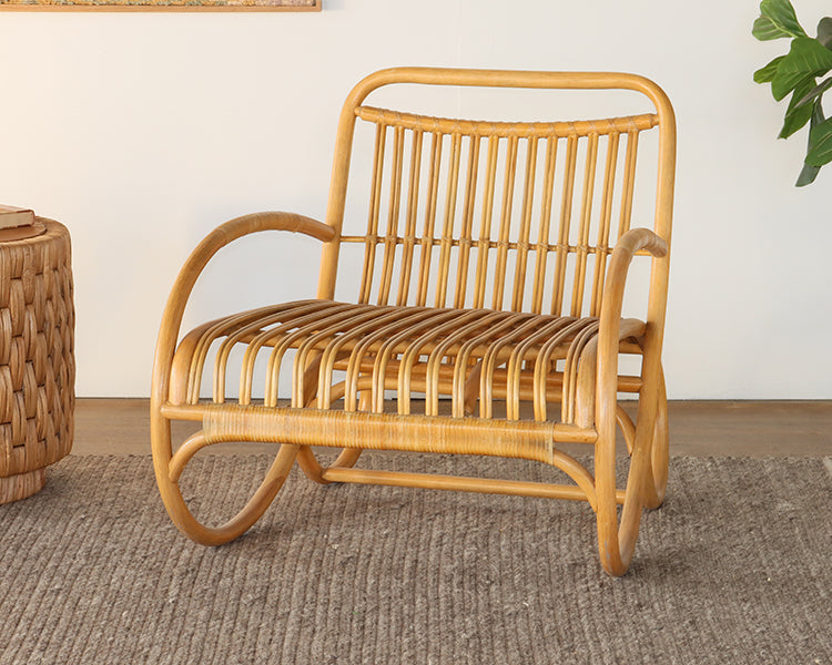Hand Coiled Rattan Lounge Chair with Arms