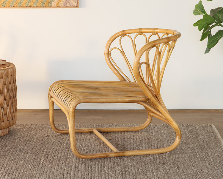Hand Coiled Rattan Armless Lounge Chair