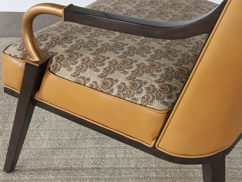 Upholstered Lounge Chair with Brass Gooseneck Arm