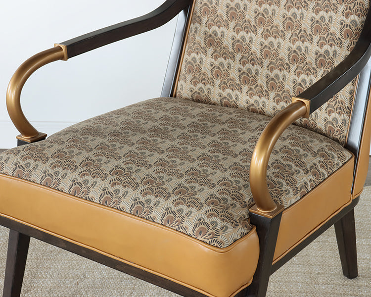 Upholstered Lounge Chair with Brass Gooseneck Arm