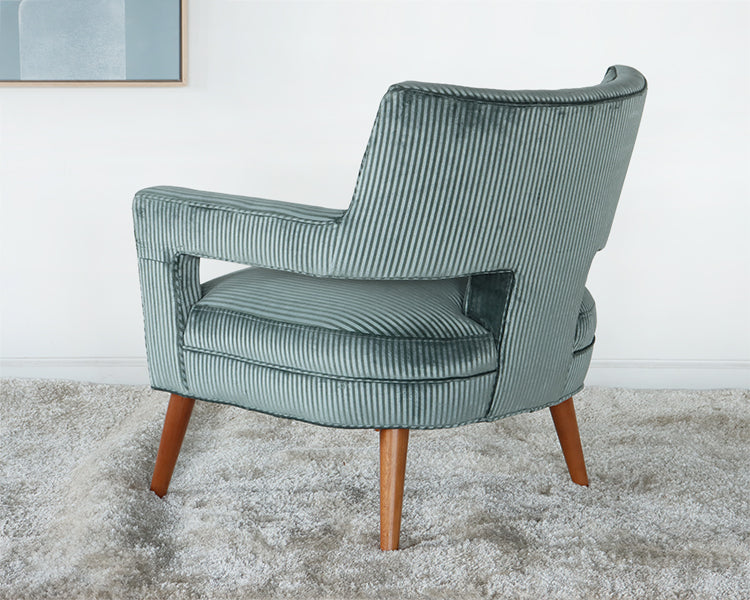 Aquamarine Stripe Velvet Lounge Chair
