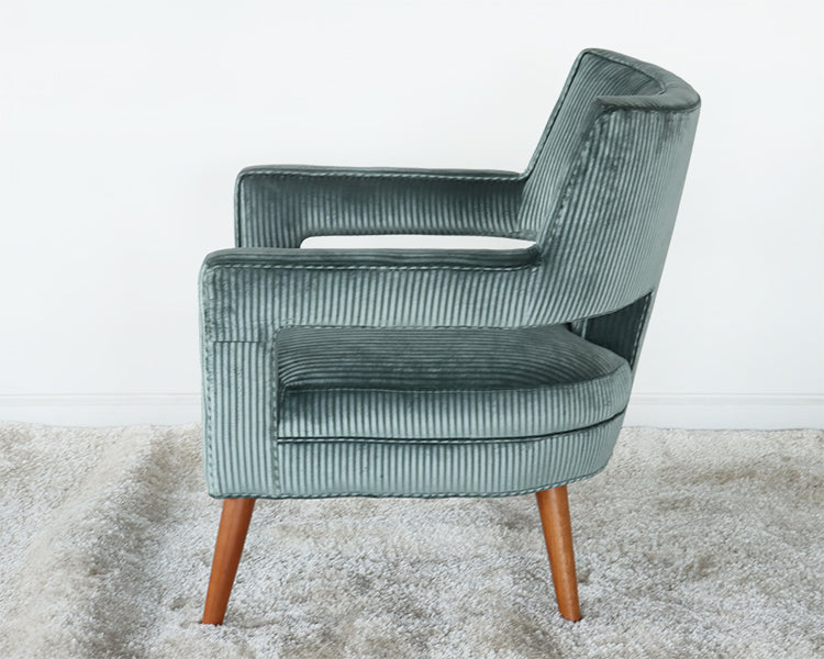 Aquamarine Stripe Velvet Lounge Chair