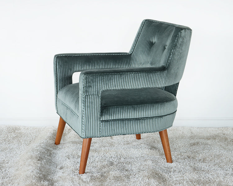 Aquamarine Stripe Velvet Lounge Chair