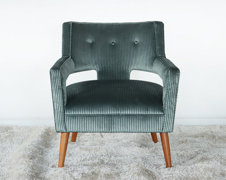 Aquamarine Stripe Velvet Lounge Chair
