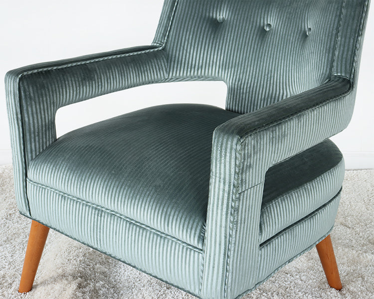 Aquamarine Stripe Velvet Lounge Chair