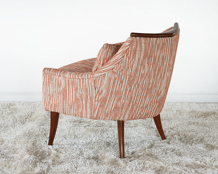 Burnt Orange and Cream Low Back Slipper Chair
