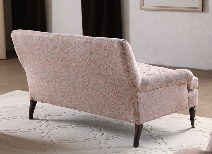 LS109 Blush Damask Loveseat with 3 Matching Throw Pillows