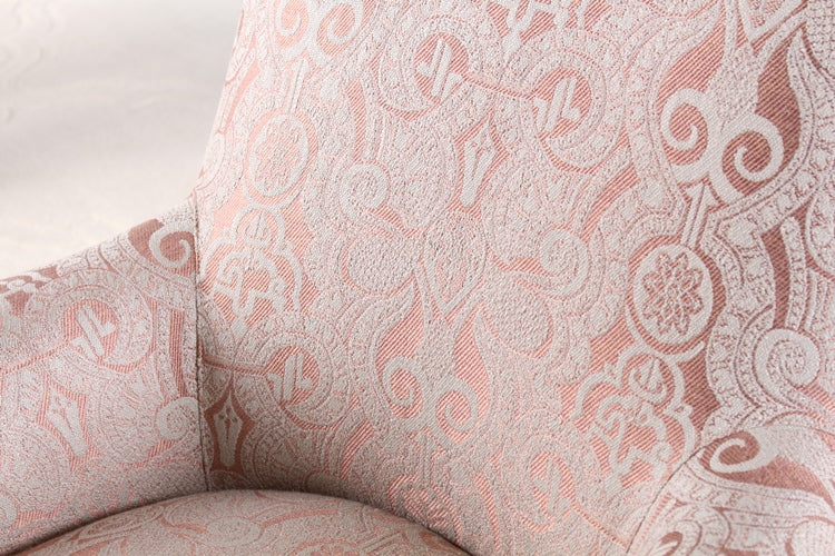 LS109 Blush Damask Loveseat with 3 Matching Throw Pillows
