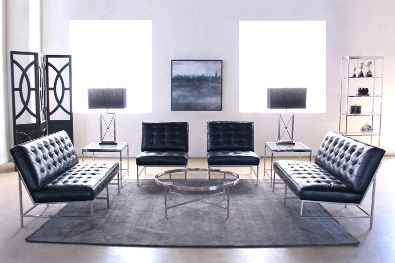 Mitchell Gold Major Loveseat in Black Leather