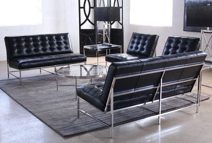 LS110 Mitchell Gold Major Love Seat in Black Leather