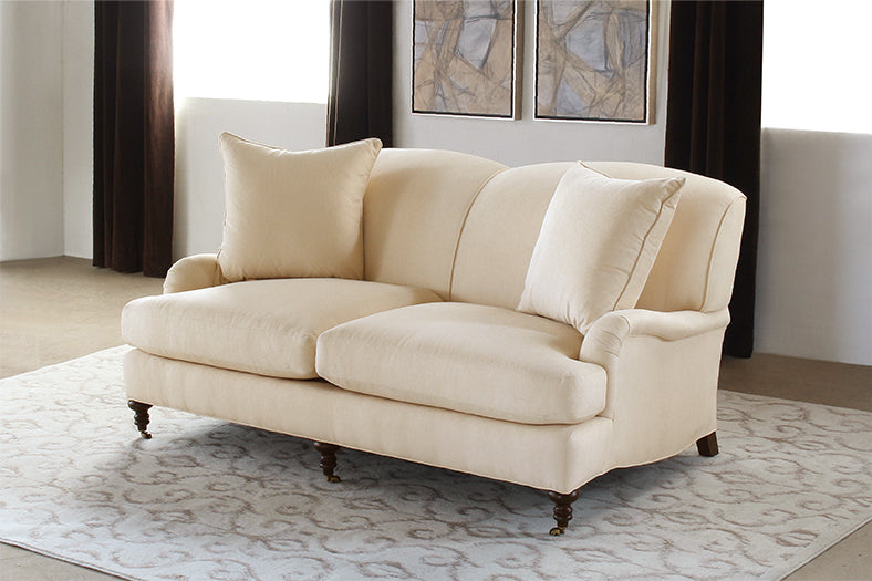 George Smith Style Tightback Loveseat in Linato Cream