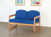 LS148 Natural Oak Loveseat in Blue Upholstery