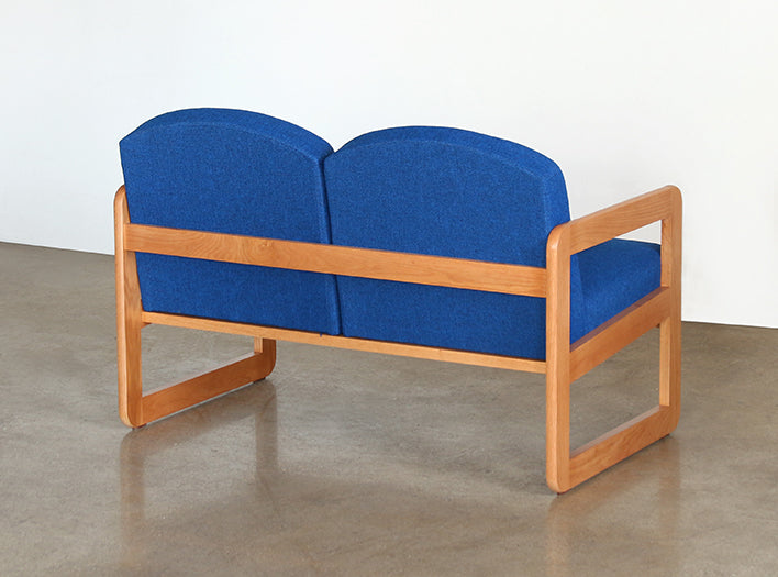 LS148 Natural Oak Loveseat in Blue Upholstery
