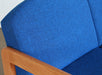 LS148 Natural Oak Loveseat in Blue Upholstery