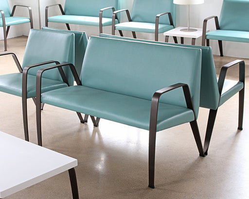 LS153 - Aqua Waiting Room Love Seat With Bronze Finish