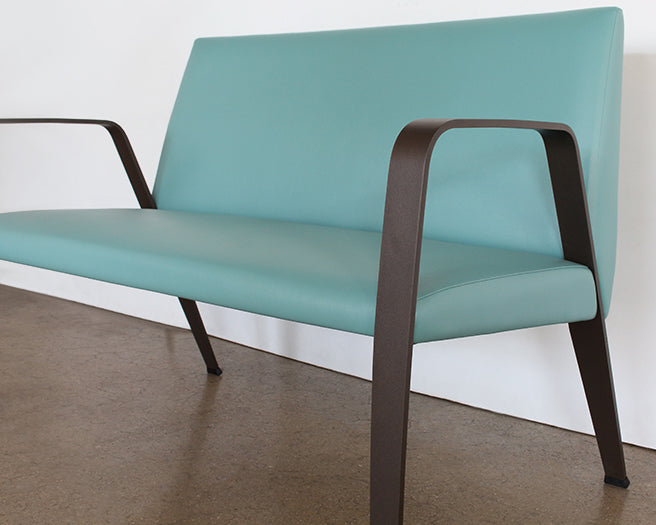 LS153 - Aqua Waiting Room Love Seat With Bronze Finish