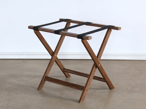 LUG03 Oak Folding Luggage Rack with Black Straps