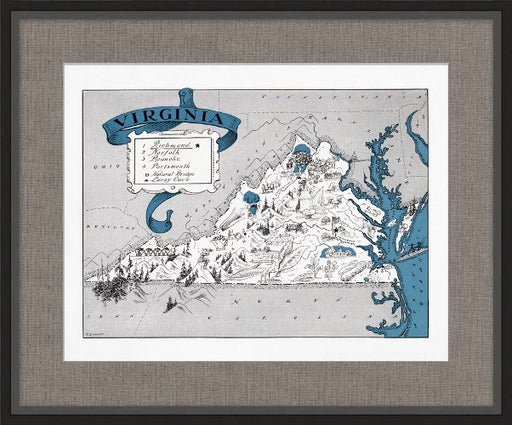 MAP108 Illustrated Map of Virginia