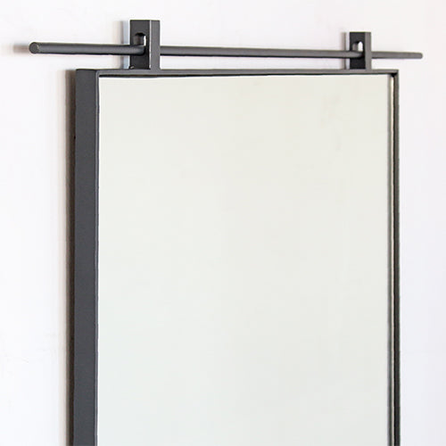 Antiqued Iron Suspension Mirror From Single Bar