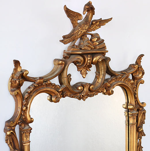 Antique Gold Chippendale Mirror With Phoenix