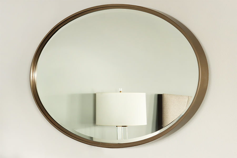 Oval Beveled Mirror w/ Smoked Bronze Frame