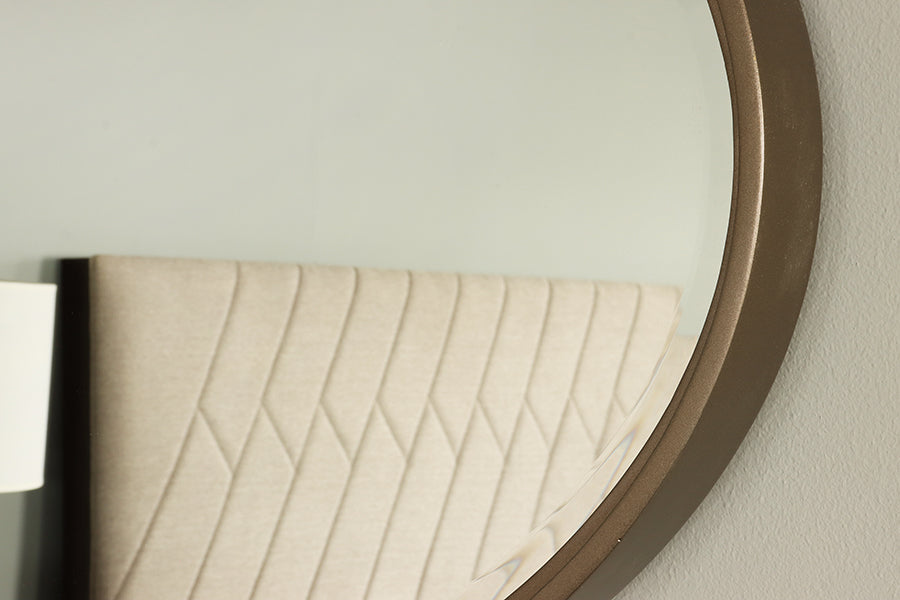 Oval Beveled Mirror w/ Smoked Bronze Frame