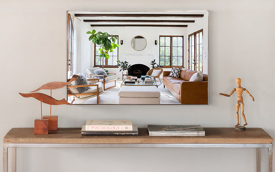 Mirror Wrapped in Brushed Steel Frame