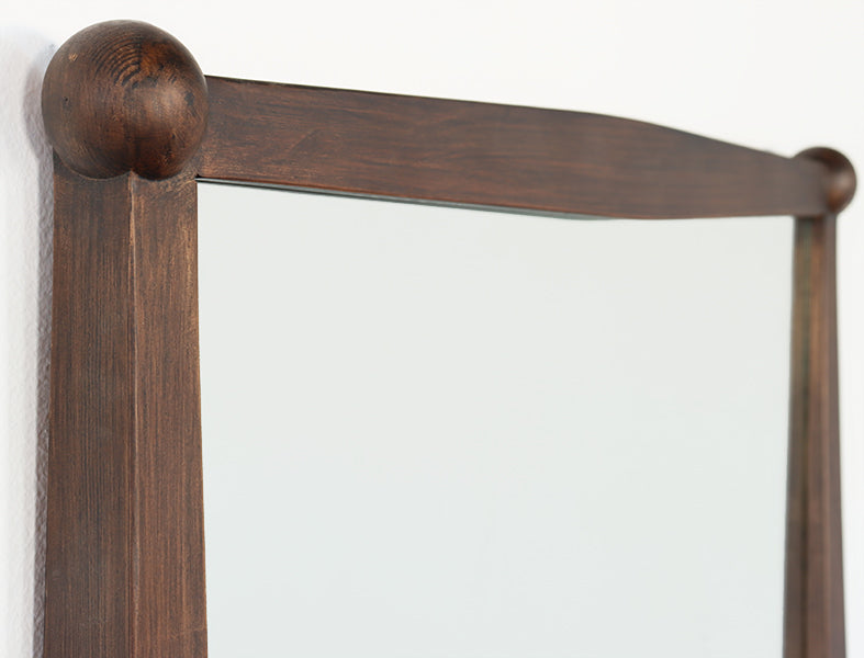 Aged Dark Pine Antique Ball Detail Mirror