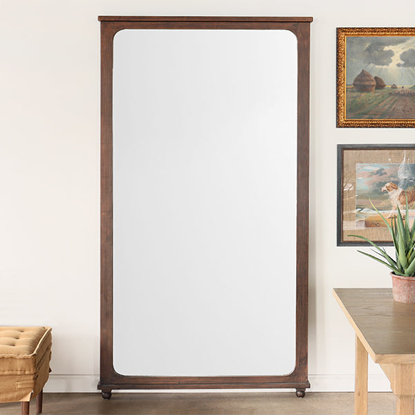 Aged Dark Pine Antique Country Style Floor Mirror