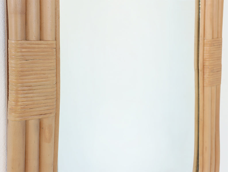 Rectangular Concentric Layered Rattan Mirror