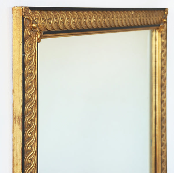 French Classical Ebonized and Giltwood Mirror