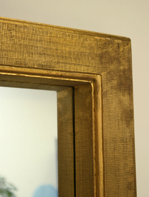 Antique Textured Gold Gilt Floor Mirror