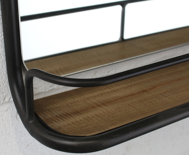 Garland Mirror with Steel Tube Frame and Wood Shelf