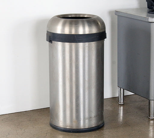 Round Metal Trash Receptacle