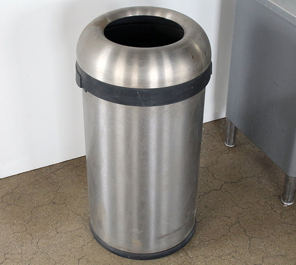 Round Metal Trash Receptacle