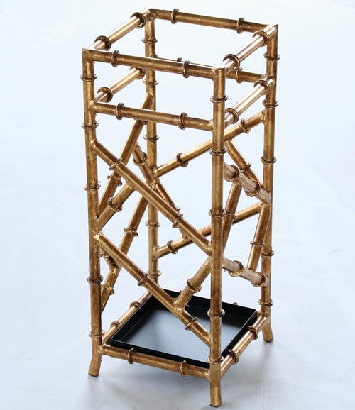 MISC97 Antique Gold Iron Bamboo Umbrella Stand