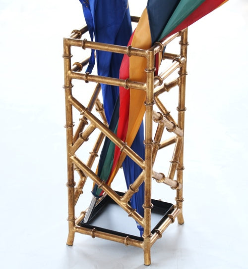 MISC97 Antique Gold Iron Bamboo Umbrella Stand