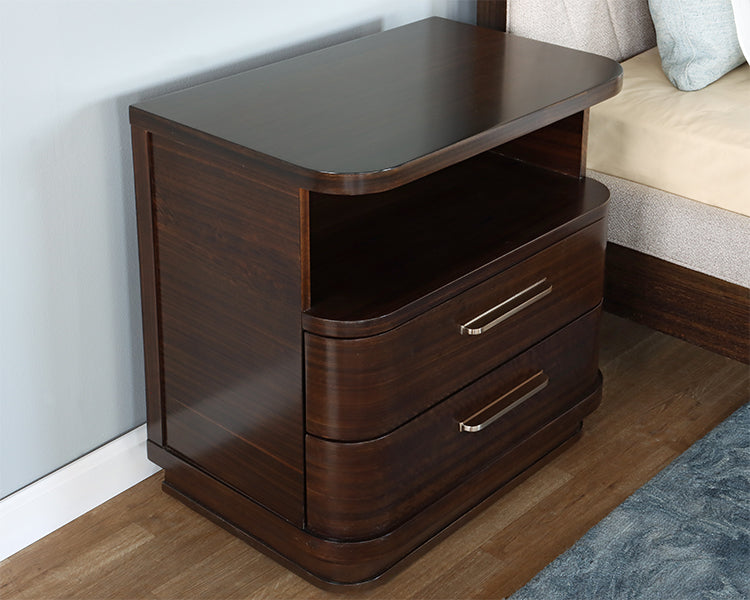 Dark Eucalyptus Nightstand w/ Rounded Corners