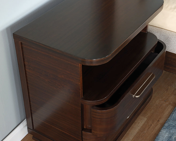 Dark Eucalyptus Nightstand w/ Rounded Corners