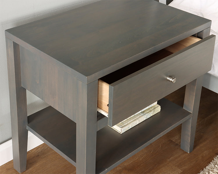 Greywash Nightstand w/ Drawer & Undershelf