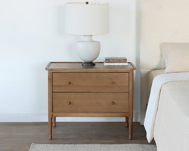 Two Drawer Oak Farmhouse Nightstand