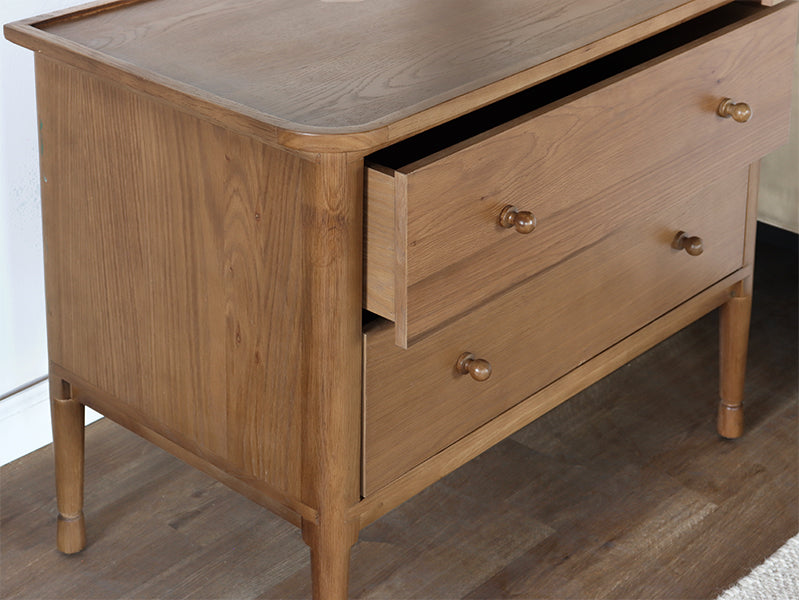 Two Drawer Oak Farmhouse Nightstand