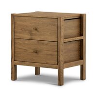 Warm Oak 2 Drawer Simple Night Stand