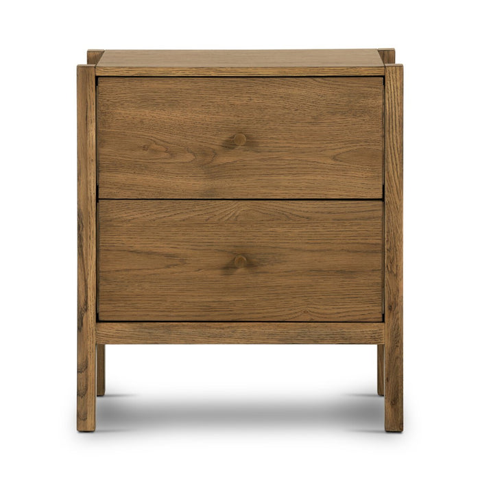 Warm Oak 2 Drawer Simple Night Stand