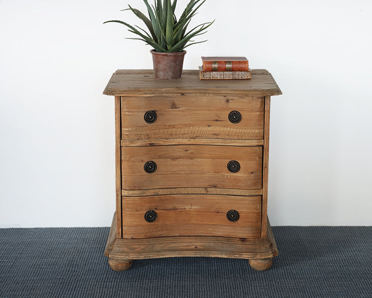 Bleached Pine 3-Drawer Nightstand