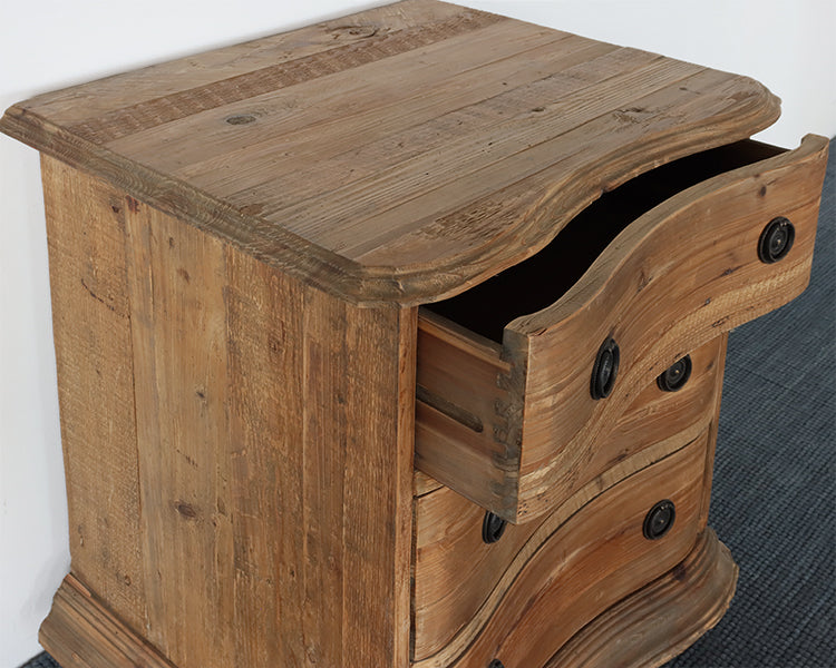 Bleached Pine 3-Drawer Nightstand