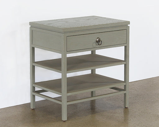 NS46 - Vintage Gray Nightstand with Two Shelves
